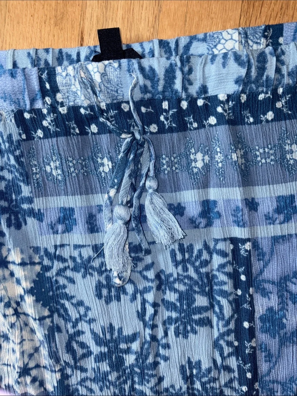 Frye Boho Patchwork Blue Maxi Skirt with Elastic Waist - Picture 3 of 4